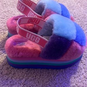 Platformed ugg colorful slides